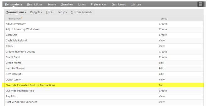 Override Cost on Role