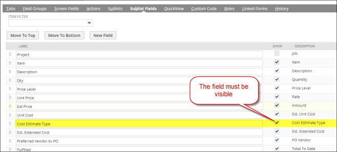 Set Field Visible in Form