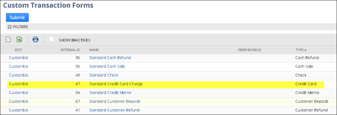 Custom Transaction Forms