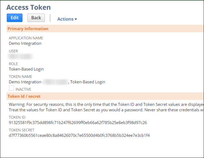 Access Token Details